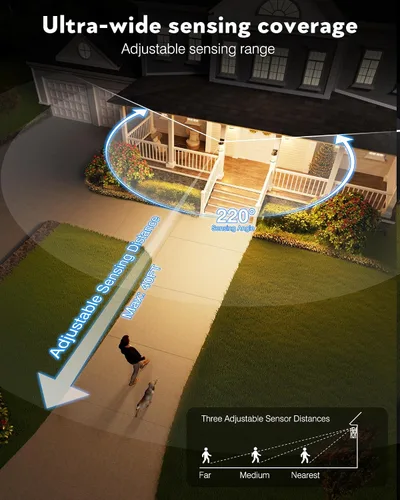 Miniatura 4 de VIANIS Luces de pared al aire libre con sensor de movimiento, luces de pared blancas del atardecer al amanecer, accesorio de luz exterior, linterna