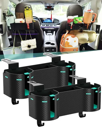 Miniatura 13 de Soporte para portavasos de asiento trasero de automóvil de 3.7 pulgadas con organizador, organizador de respaldo de asiento 4 en 1 de alta capacidad