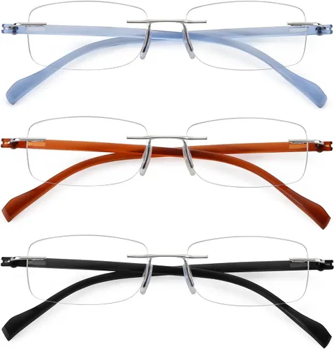 TERAISE Anteojos de lectura sin montura para hombres y mujeres, lentes de lectura con bloqueo de luz azul, ultraligeros sin marco, para hombres