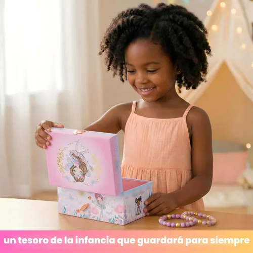 Miniatura 2 de Giggle & Honey Joyero musical de hadas para niñas, caja de música para niños con hada giratoria y espejo, regalos de cumpleaños de princesa