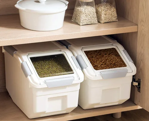 Miniatura 4 de LISM Paquete de 2 recipientes de almacenamiento de alimentos para perros con cuchara, contenedor hermético grande para alimentos para perros