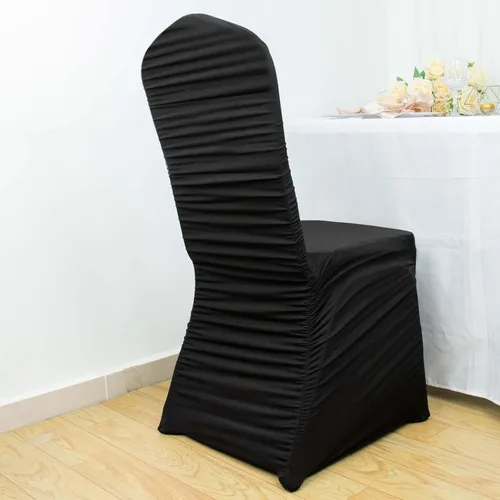 Miniatura 23 de Efavormart 1 juego de fundas para sillas de banquete con volantes y falda plisada de spandex blanco, fundas elásticas lavables con bolsillos