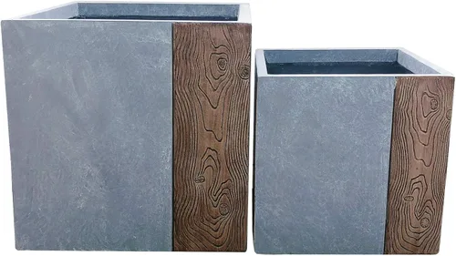 Miniatura 33 de Kante Macetero rectangular de hormigón de 23.2 pulgadas de largo, macetas grandes para interiores y exteriores con orificio de drenaje y tapón