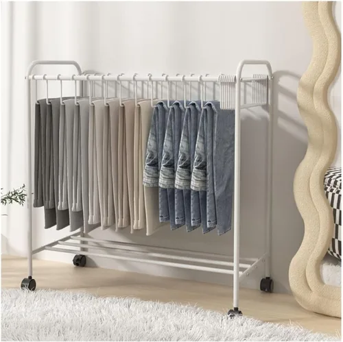 Perchas para pantalones, carrito rodante para pantalones, organizador de armario móvil con 20 perchas de almacenamiento, soporte de almacenamiento