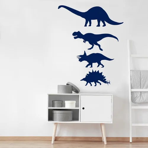 Miniatura 5 de Juego de calcomanías de pared de silueta de dinosaurio, calcomanía de pared con corte de beso de dinosaurio (negro)
