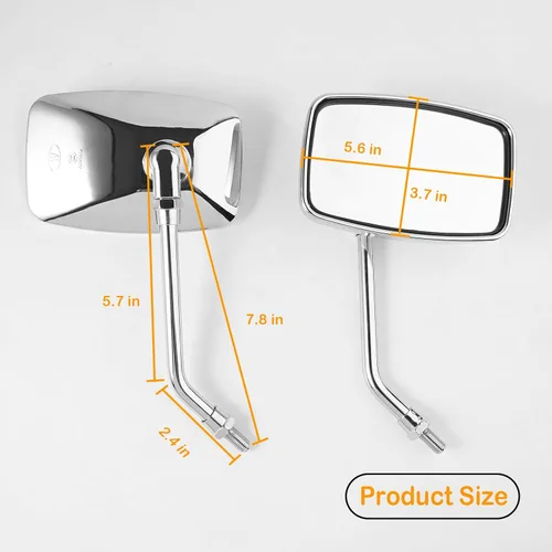 Miniatura 7 de Espejos de motocicleta, perno de 0.394 in para manillar de motocicleta rectangular, retrovisor, espejos laterales, compatibles con Kawasaki Honda