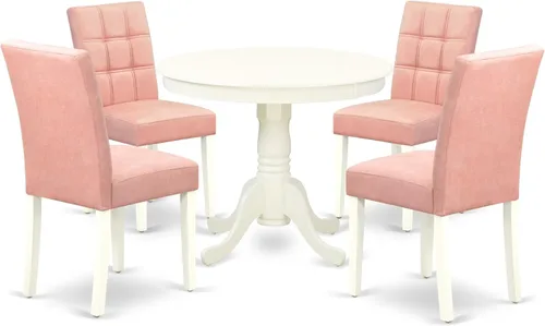 Miniatura 18 de East West Furniture ANAS3-AWA-08 Juego de mesa de comedor de cocina de 3 piezas contiene una mesa moderna y 2 sillas de comedor tapizadas de tela