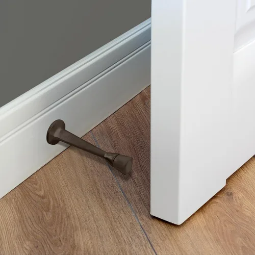 Miniatura 8 de Design House Paquete de 10 topes de puerta de acero sólido con punta de goma suave, topes de puerta para pared, protegen paredes y puertas, Oil