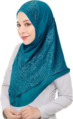 Miniatura 3 de Hijab musulmán instantáneo de una pieza para la cabeza, bufanda islámica, cubierta completa, turbante de encaje, gorro de chal