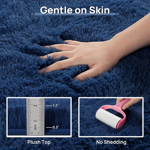 Miniatura 5 de Deerhoo Alfombra de Área Shag, 4 X 6 Alfombras de Felpa Suaves para Sala de Estar, Alfombra Ultra Suave Esponjosa y Peluda para Dormitorio, Alfombra