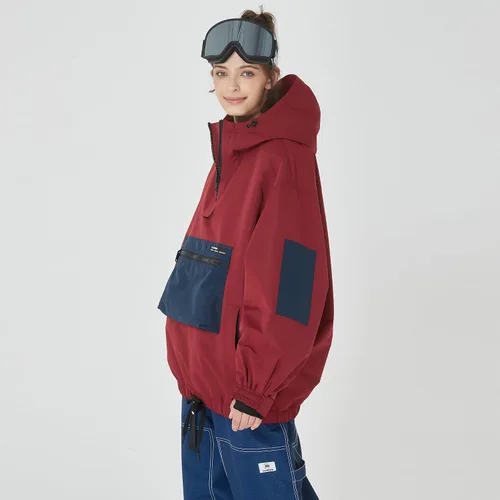 Miniatura 3 de SNOWVERB Chaqueta de snowboard impermeable holgada con aislamiento y bolsillos tipo cargo con capucha y a prueba de viento para hombres y mujeres
