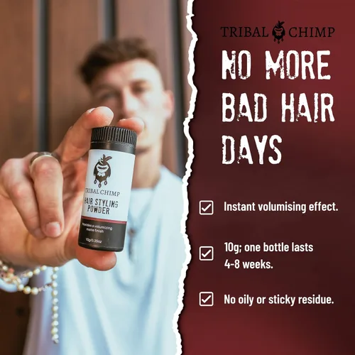 Miniatura 3 de Tribal Chimp Polvo para peinar el cabello, fijación invisible todo el día y polvo texturizante de volumen para hombres y mujeres, polvo para peinar