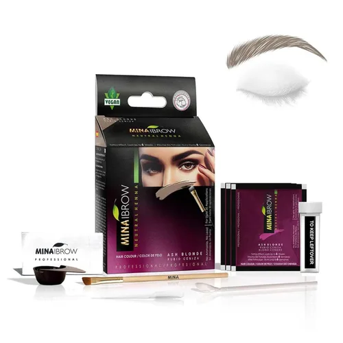 Miniatura 10 de Polvo de tinte para cejas natural marrón medio de MinaiBrow Kit de tinte instantáneo a prueba de manchas con cepillo doble biselado Marrón medio +