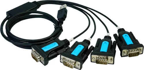 Miniatura 7 de TECHTOO Adaptador USB a Serial RS232 DB9 de 4 puertos USB a Seria Convertidor Serial Cable de 9 pines con tornillos de pulgar