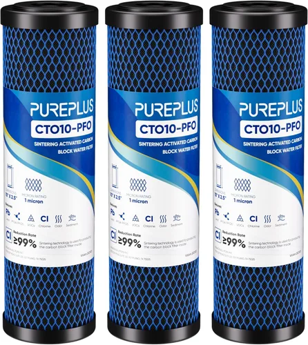 Miniatura 14 de Cartucho de filtro de agua de carbono CTO de 1 micrón, 2.5 x 10 pulgadas, repuesto para sistema de filtro de agua debajo del fregadero, Dupont