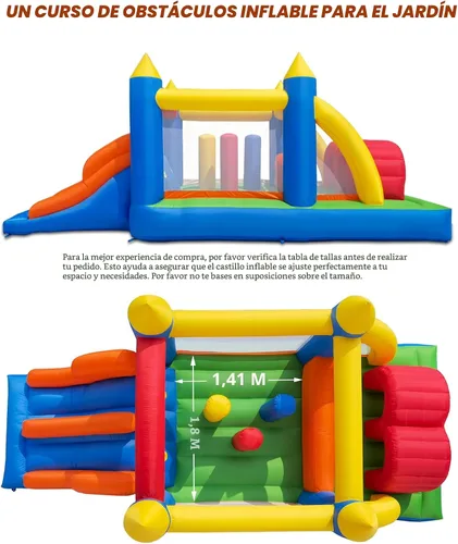 Miniatura 4 de HuaKastro Casa Inflable de Obstáculos y Saltos para Niños de 16.3x7.2 Pies con Toboganes de Carreras Duales, Túneles de Gateo, Escalada, Obstáculos