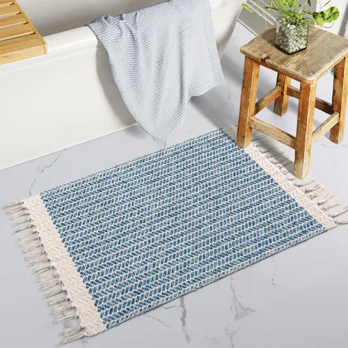 Miniatura 35 de Lahome Alfombras de baño bohemias, alfombra pequeña de 2 x 3 pies, alfombra ligera para entrada, alfombra de algodón tejida con borlas, alfombra