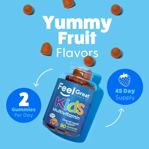 Miniatura 3 de Gomitas multivitamínicas Feel Great Kids Vitaminas con sabor a cítricos y fresa para niños Gomitas multivitamínicas con vitamina D para el apoyo