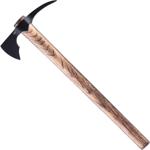 CRKT Hacha ODR: T-Hawk de supervivencia al aire libre, cabeza de hacha de acero al carbono 1055 con espiga, mango de nogal de Tennessee 2753