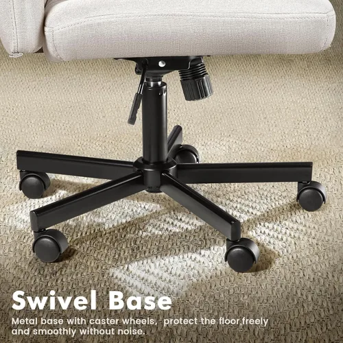 Miniatura 4 de LEMBERI Criss Corss - Silla con ruedas, sin brazos, de patas cruzadas anchas, silla de escritorio de oficina, mecedora de tela, giratoria