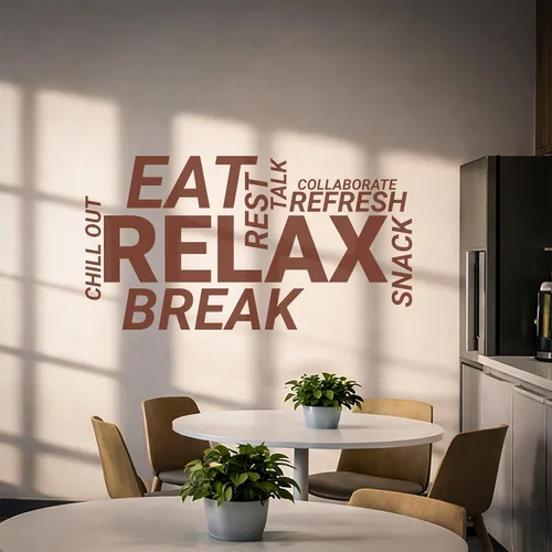 Miniatura 4 de Vinilo adhesivo de pared para sala de descanso, oficina, palabras, nube, cocina, relax, sala de estar, decoración de snack bar, calcomanías de idea