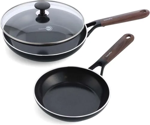 Miniatura 13 de GreenPan SmartShape - Juego de 6 ollas y sartenes de cerámica saludable, antiadherente, sin PFAS, apto para lavavajillas, rojo