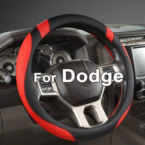 West Llama Funda personalizada para volante de automóvil para Dodge RAM 1500 2500 3500, 15.5-16 pulgadas (negro + rojo tamaño grande)