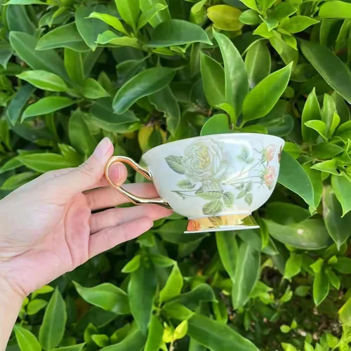 Miniatura 7 de Honorable Taza de café, capuchino, taza de té, con platillo para leche, porcelana de hueso fino, esmalte reactivo, 6.8 onzas-1 unidad