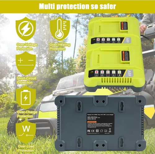 Miniatura 6 de JYJZPB Cargador de batería de doble canal OP401 40V para batería Ryobi 40V OP4050A OP4026 OP40601 OP4040 OP4030 OP4015 OP40201 Batería de litio