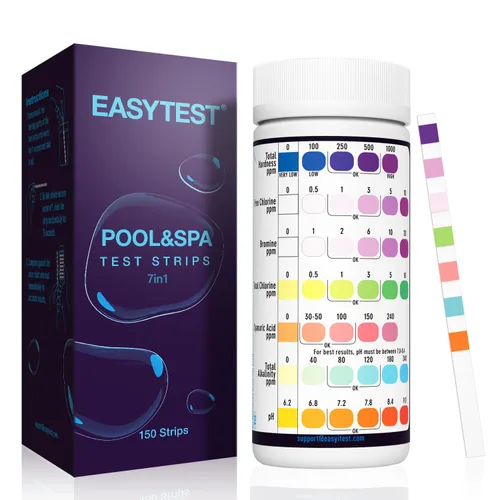 Miniatura 7 de EASYTEST - Paquete de 150 tiras reactivas para piscinas, spas y jacuzzis; mide pH, alcalinidad total, cloro libre y bromo, kit preciso de 3 en 1