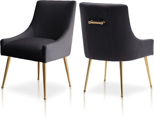 Miniatura 37 de Sillas de comedor modernas, sillas de comedor tapizadas en terciopelo con patas doradas, juego de 2 sillas de acento con capitoné para sala de Beige