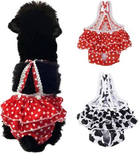 Miniatura 8 de 2 piezas de pañales lavables para hembra con tirantes, cómodos pañales reutilizables para cachorros, bragas sanitarias para perros, ropa