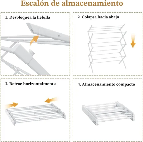 Miniatura 7 de STARLATTA Tendedero plegable para ropa, 3 niveles, portátil, para interiores y exteriores, antioxidante, compacto, plegable, tamaño compacto, carga