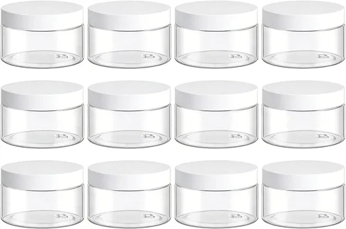 Miniatura 11 de TUZAZO Paquete de 4 tarros de plástico de 1 onza con tapas blancas, recipientes de plástico pequeños de 1 onza con tapas para productos de belleza