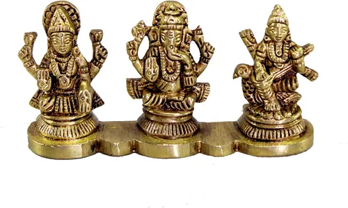 Miniatura 5 de eSplanade Laxmi Ganesh Saraswati Idol - 2 pulgadas de altura Figura religiosa Ganesha Lakshmi escultura de Dios hindú Estatua de Murti