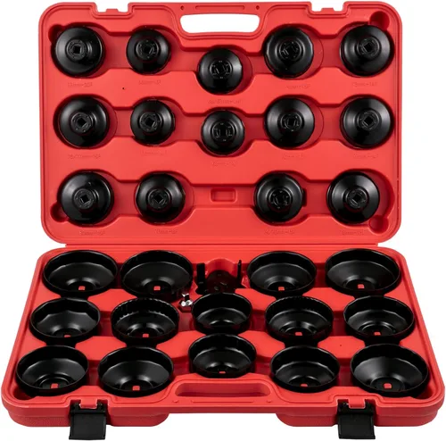 Miniatura 8 de VEVOR Juego de enchufes para filtro de aceite, 30 piezas, acero, negro, llave de 3 atascos