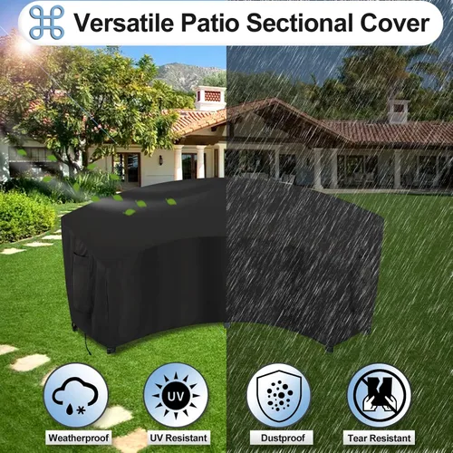 Miniatura 4 de OutdoorLines Funda seccional curvada impermeable para exteriores, resistente a los rayos UV, resistente al viento, para terraza, césped y patio