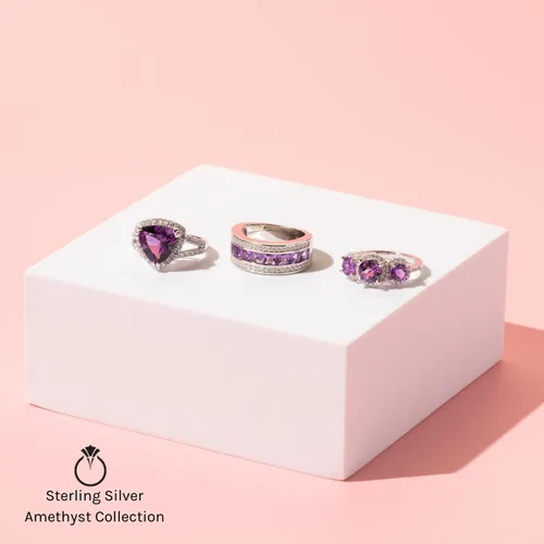 Miniatura 3 de PEORA Anillo de boda Half Eternity para mujer, plata de ley 925 con piedras preciosas de corte princesa, tallas 5 a 9