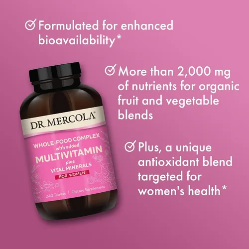 Miniatura 4 de Dr. Mercola Complejo de alimentos integrales para mujeres, con multivitamínico añadido y minerales vitales, apoya la energía y la salud celular, sin