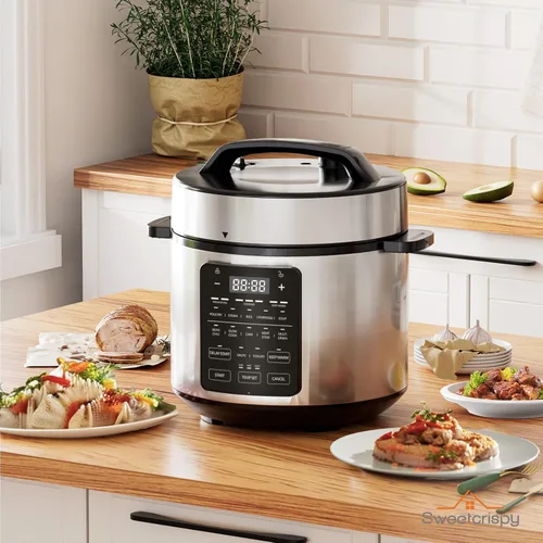 Miniatura 3 de DUMOS Olla de presión eléctrica 12 en 1 de 5.67 L de acero inoxidable multifuncional eléctrica para presión, arroz, vaporizador, yogurtera, cocción