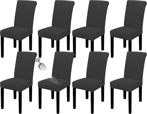 Miniatura 64 de Easy-Going - Juego de 2 fundas para sillas de comedor 100% impermeables, de tela Jacquard elástica, fundas protectoras removibles y lavables
