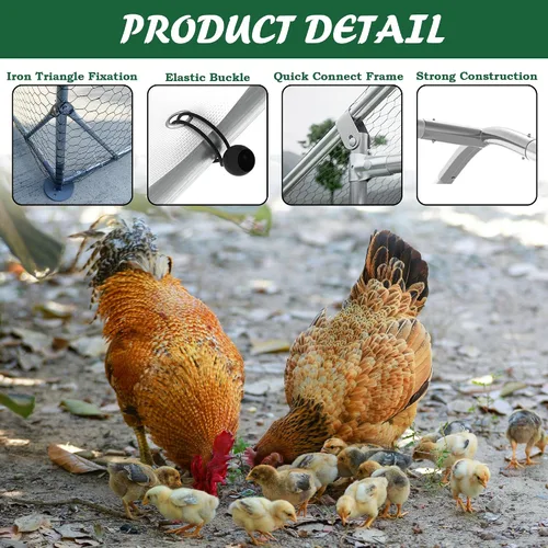 Miniatura 4 de Gallinero de metal grande, refugio para gallineros al aire libre con cubierta resistente al agua y anti-UV, techo de cúpula para aves de corral