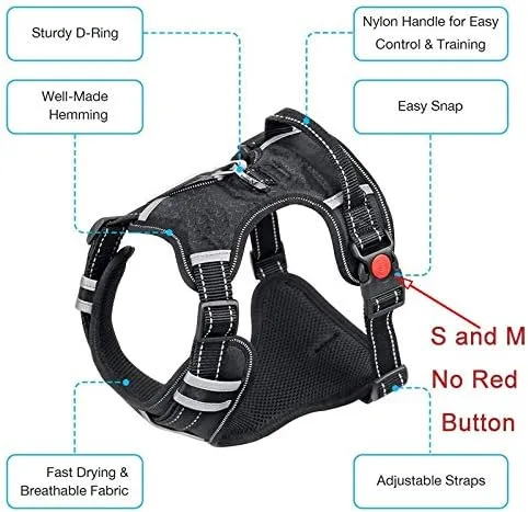 Miniatura 3 de Collar de cinturón ajustable a juego, suministros de entrenamiento reflectante para mascotas, arnés de nailon para perros grandes sin tensión