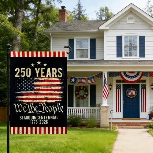 Miniatura 7 de Banderas de jardín con el 250 aniversario de Estados Unidos para exteriores, bandera de Estados Unidos del 250 aniversario con rayas de estrellas