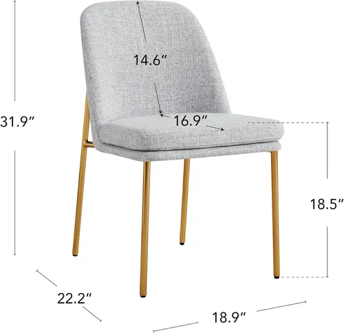 Miniatura 3 de CHITA Juego de 2 sillas de comedor modernas, sillas de comedor de metal con certificación FSC para comedor, color gris claro