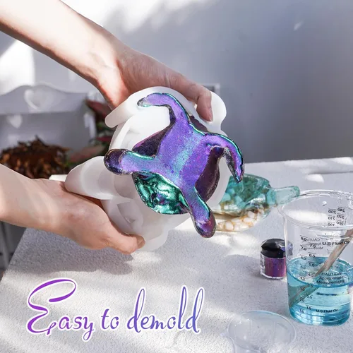 Miniatura 5 de LET'S RESIN Moldes de resina con forma de tortuga, moldes de silicona 3D de animales para resina epoxi, moldes de resina de silicona de arte marino