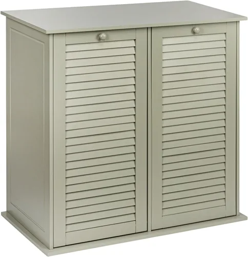 Miniatura 12 de Household Essentials Armario clasificador de ropa inclinable con frente de persiana, blanco, persiana de madera blanca Obturador de madera blanca