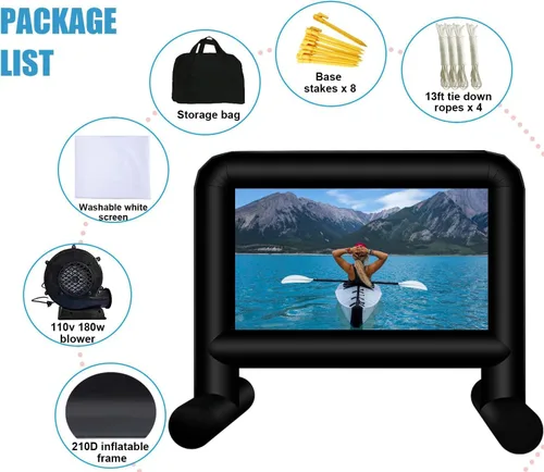 Miniatura 3 de Pantalla de cine inflable para exteriores de 16 pies, pantalla de proyector inflable con bolsa de transporte con soplador, compatible con pantalla