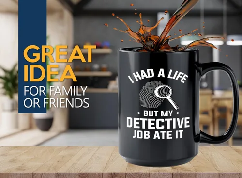 Miniatura 2 de Taza de café detective de 15 onzas, color negro -i had a - oficial de policía policía patrulla detective sheriff policial policía Academia