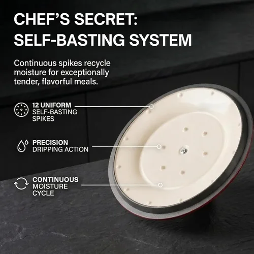 Miniatura 4 de SUNHOUSE Olla de horno holandés de hierro fundido esmaltado, horno holandés de 3 cuartos de galón con tapa para hornear pan, estofado, guisos, olla